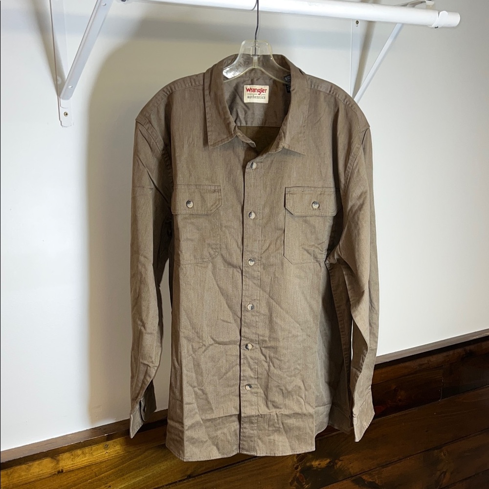 Wrangler Men's Brown Button Down Casual Shirt- XL‎